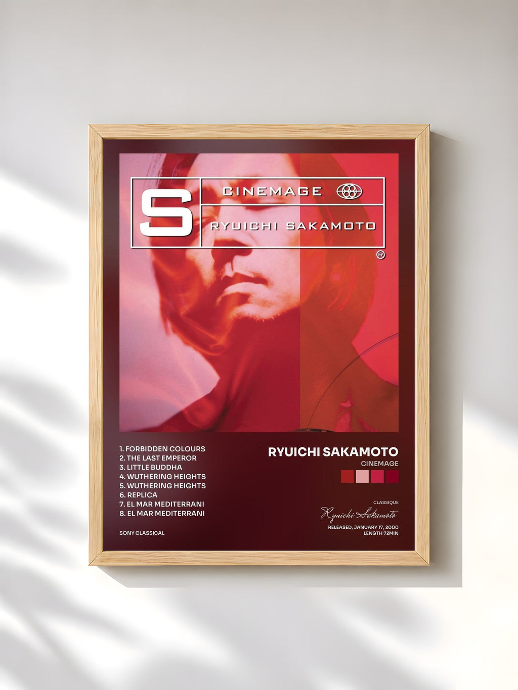 #bois Tableau de l'album Cinemage de Ryuichi Sakamoto, cadre en bois brut, imprimé et encadré en France