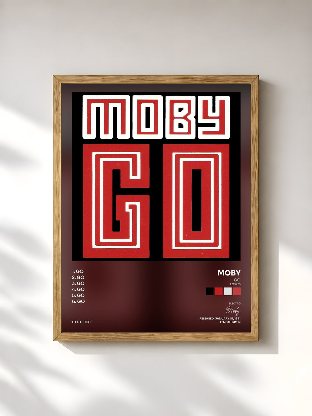 #bois Tableau de l'album Go (Remixes) de Moby, cadre en bois brut, imprimé et encadré en France