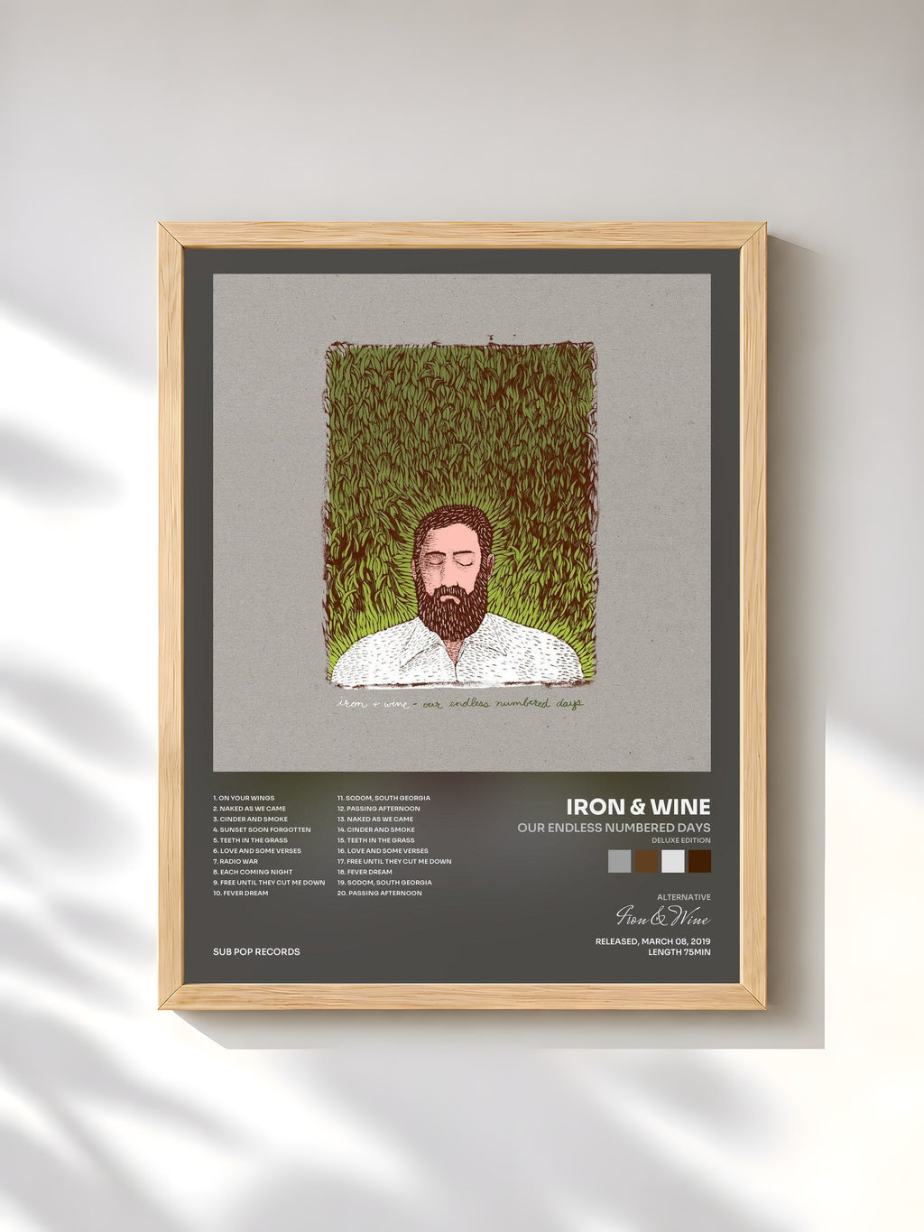#bois Tableau de l'album Our Endless Numbered Days (Deluxe Edition) de Iron & Wine, cadre en bois brut, imprimé et encadré en France
