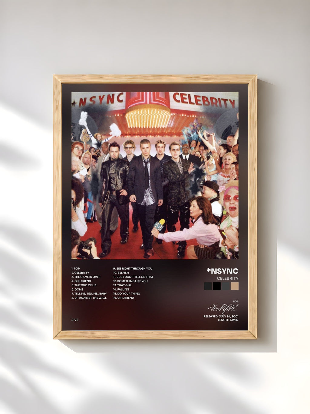 #bois Tableau de l'album Celebrity de *NSYNC, cadre en bois brut, imprimé et encadré en France