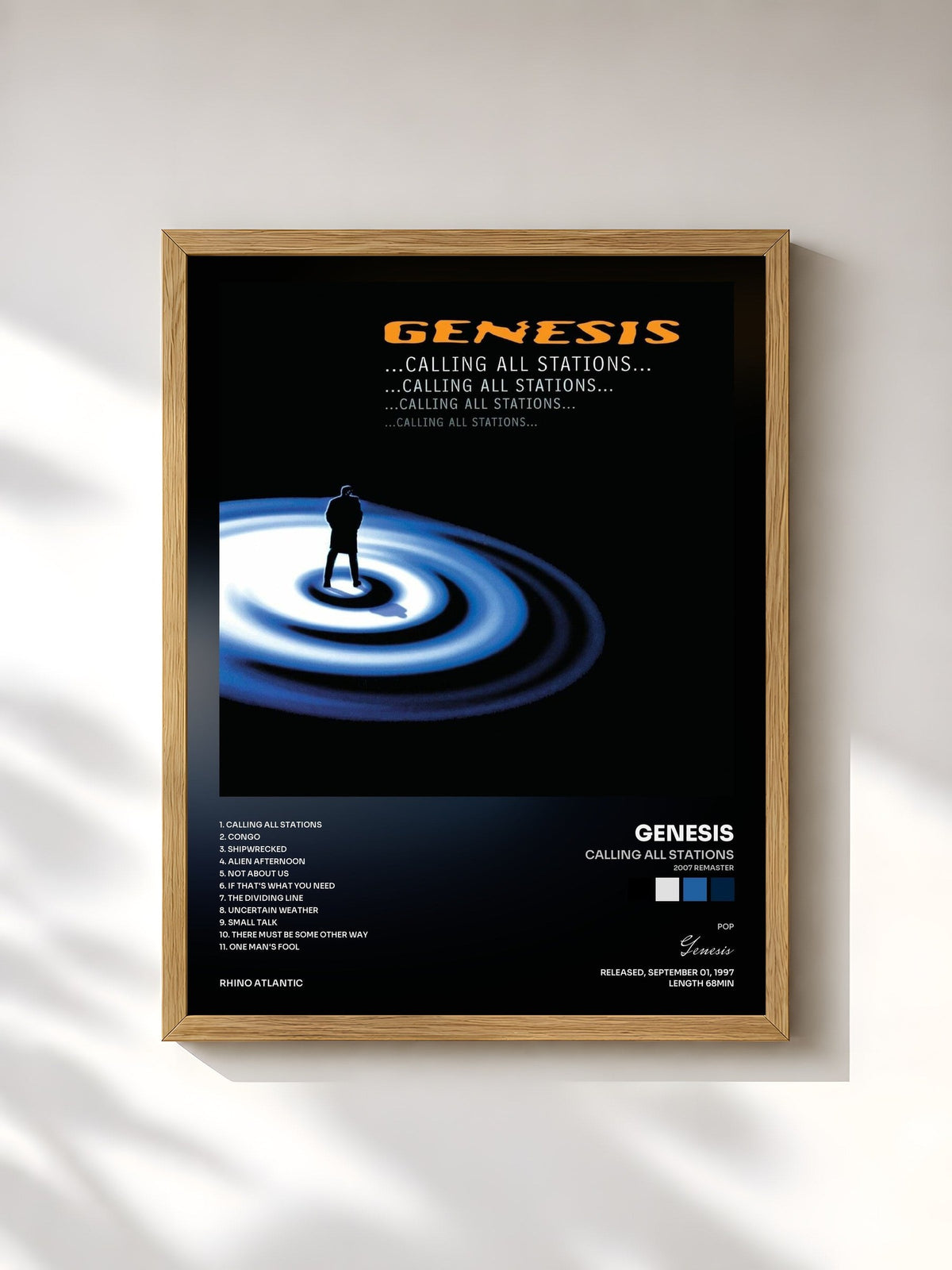 #bois Tableau de l'album Calling All Stations (2007 Remaster) de Genesis, cadre en bois brut, imprimé et encadré en France
