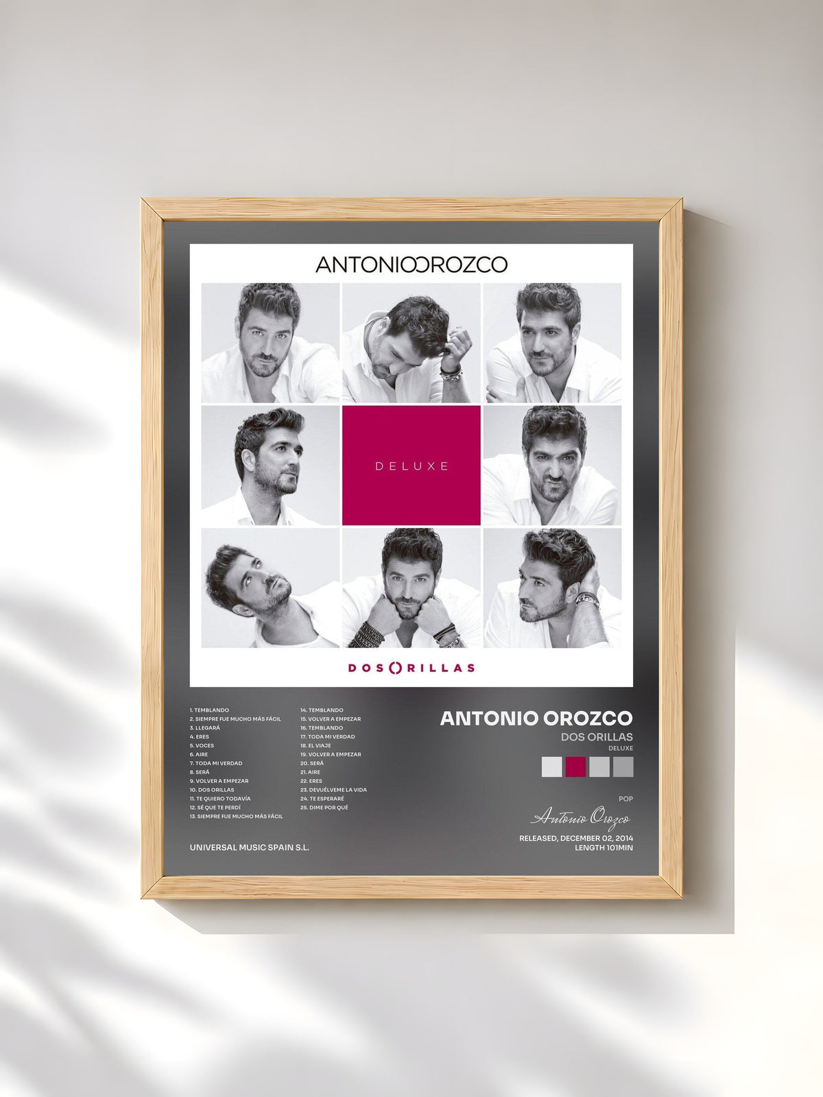 #bois Tableau de l'album Dos Orillas (Deluxe) de Antonio Orozco, cadre en bois brut, imprimé et encadré en France