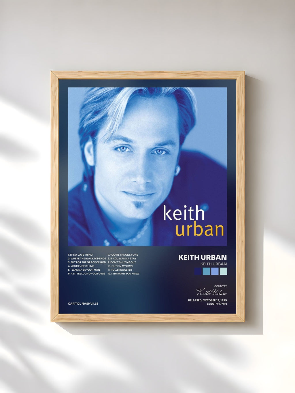 #bois Tableau de l'album Keith Urban de Keith Urban, cadre en bois brut, imprimé et encadré en France