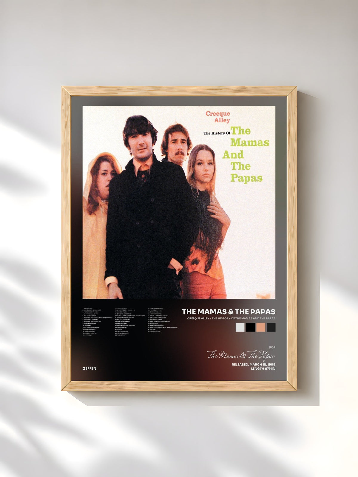 #bois Tableau de l'album Creeque Alley - The History Of The Mamas And The Papas de The Mamas & The Papas, cadre en bois brut, imprimé et encadré en France