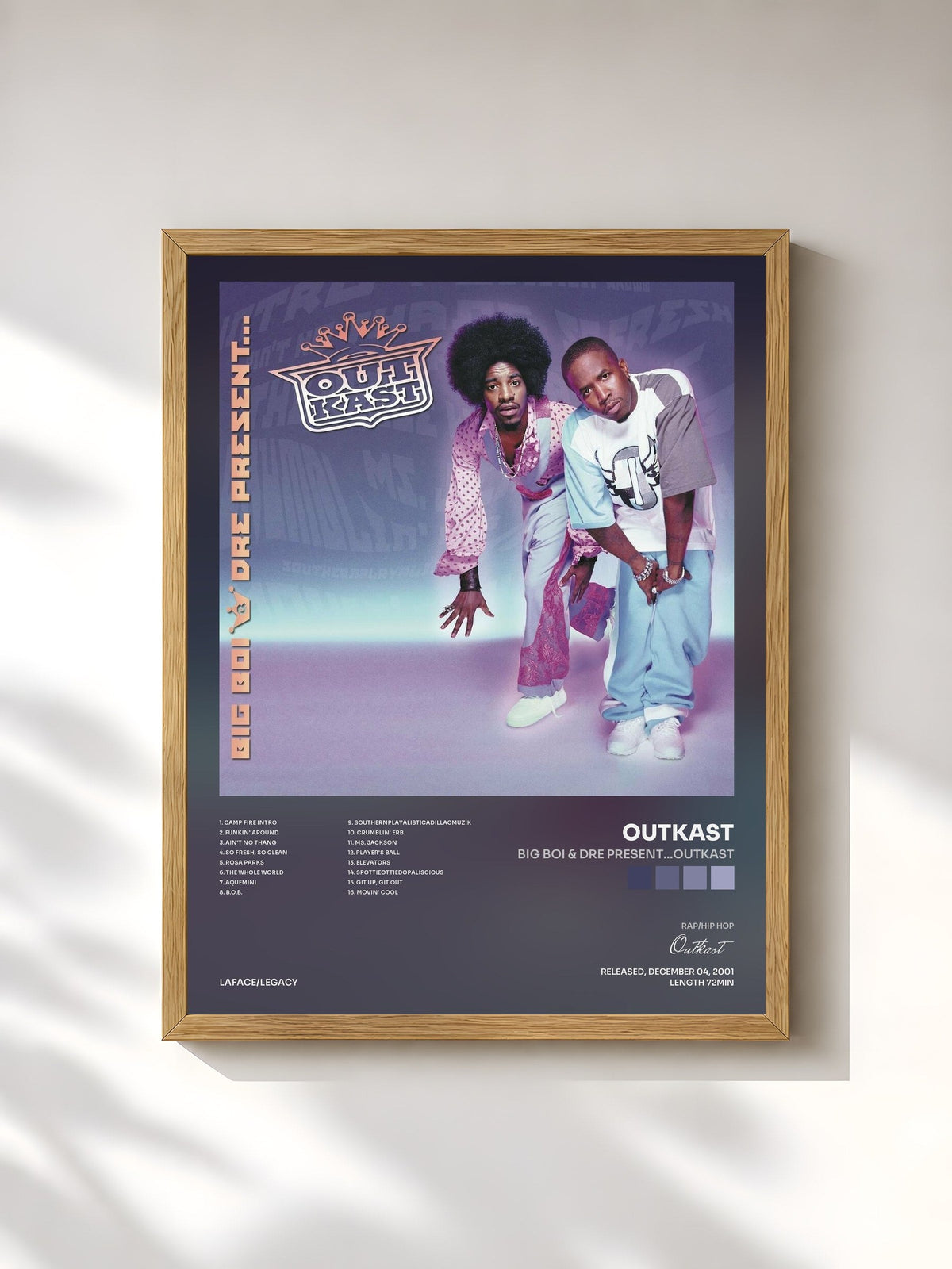 #bois Tableau de l'album Big Boi & Dre Present...OutKast de Outkast, cadre en bois brut, imprimé et encadré en France