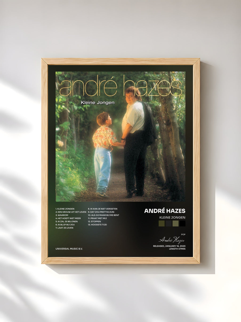 #bois Tableau de l'album Kleine Jongen de André Hazes, cadre en bois brut, imprimé et encadré en France
