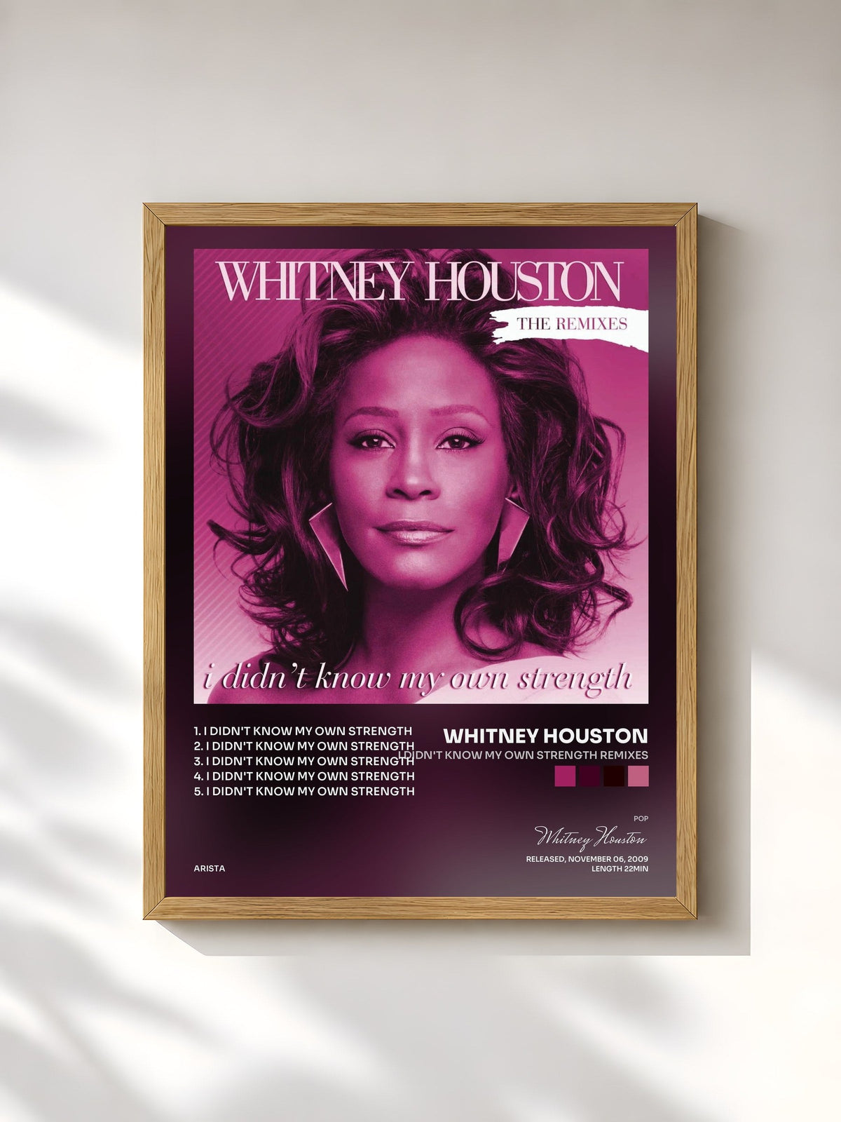#bois Tableau de l'album I Didn't Know My Own Strength Remixes de Whitney Houston, cadre en bois brut, imprimé et encadré en France