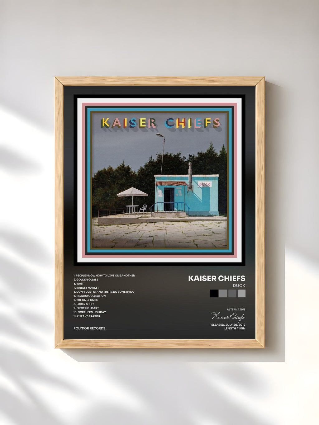 #bois Tableau de l'album Duck de Kaiser Chiefs, cadre en bois brut, imprimé et encadré en France