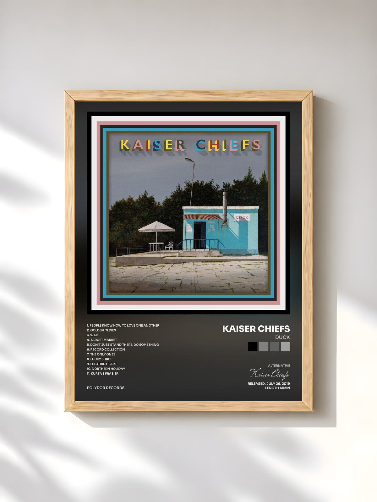 #bois Tableau de l'album Duck de Kaiser Chiefs, cadre en bois brut, imprimé et encadré en France