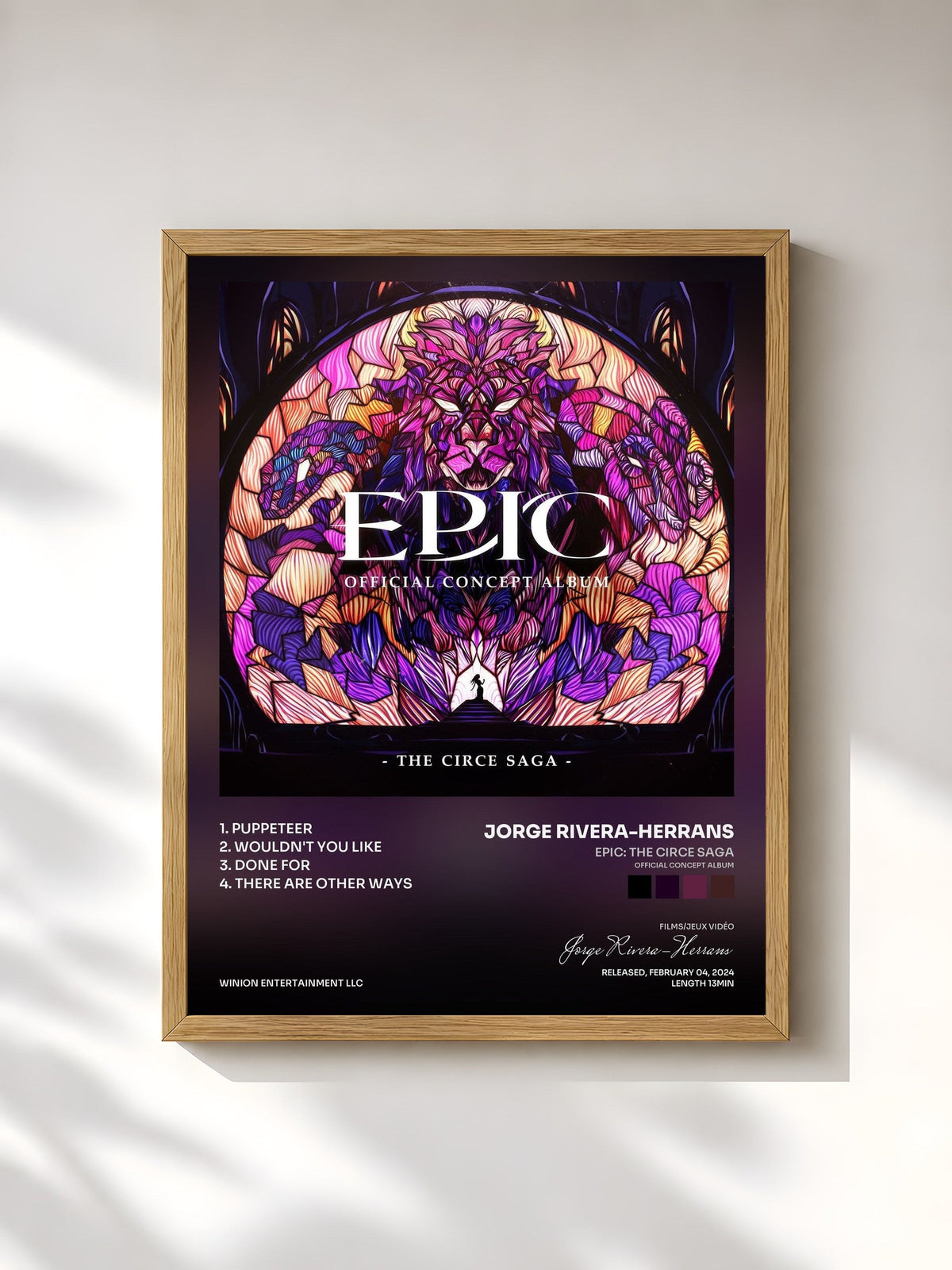 #bois Tableau de l'album EPIC: The Circe Saga (Official Concept Album) de Jorge Rivera-Herrans, cadre en bois brut, imprimé et encadré en France