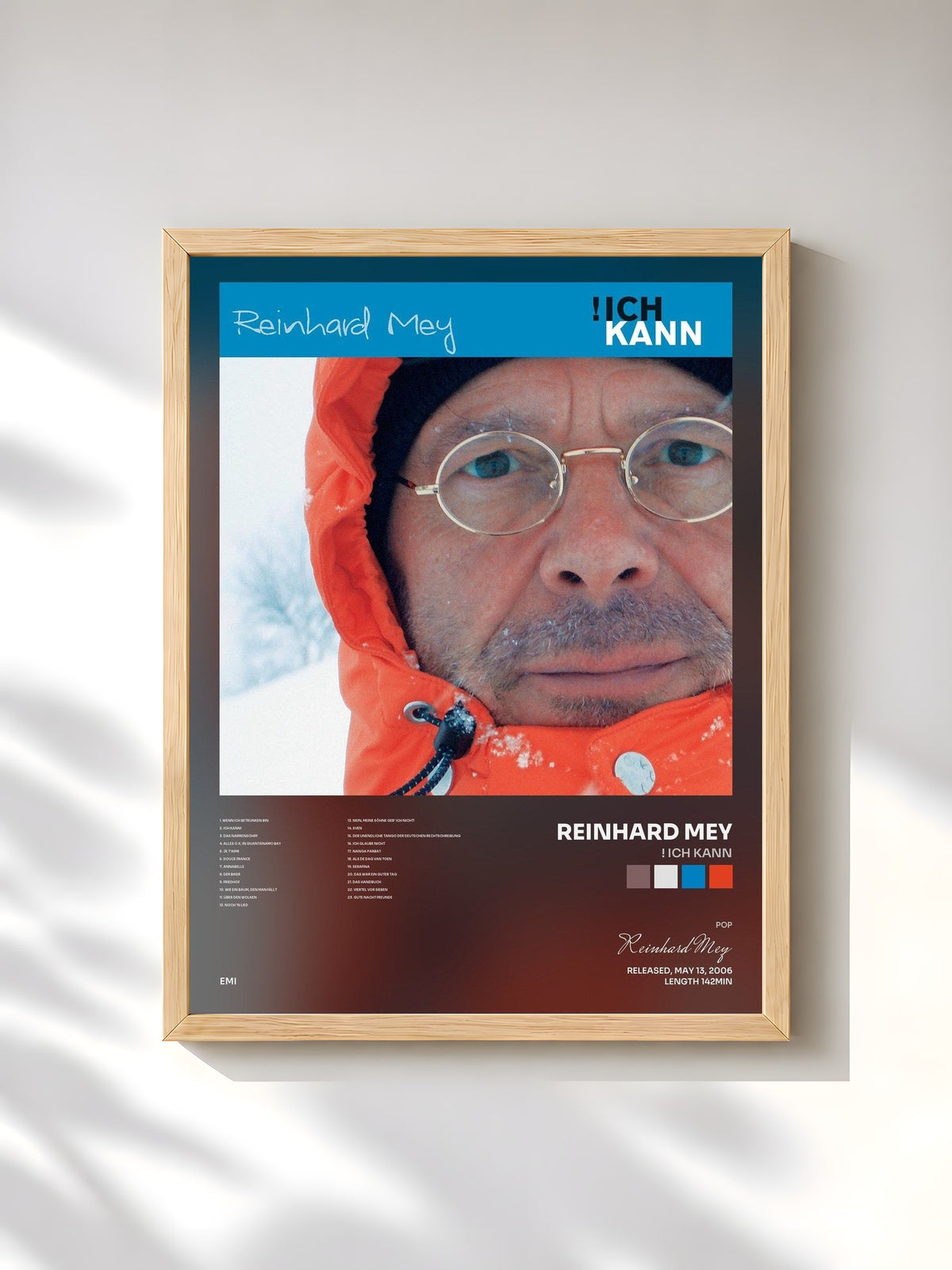 #bois Tableau de l'album ! Ich Kann de Reinhard Mey, cadre en bois brut, imprimé et encadré en France