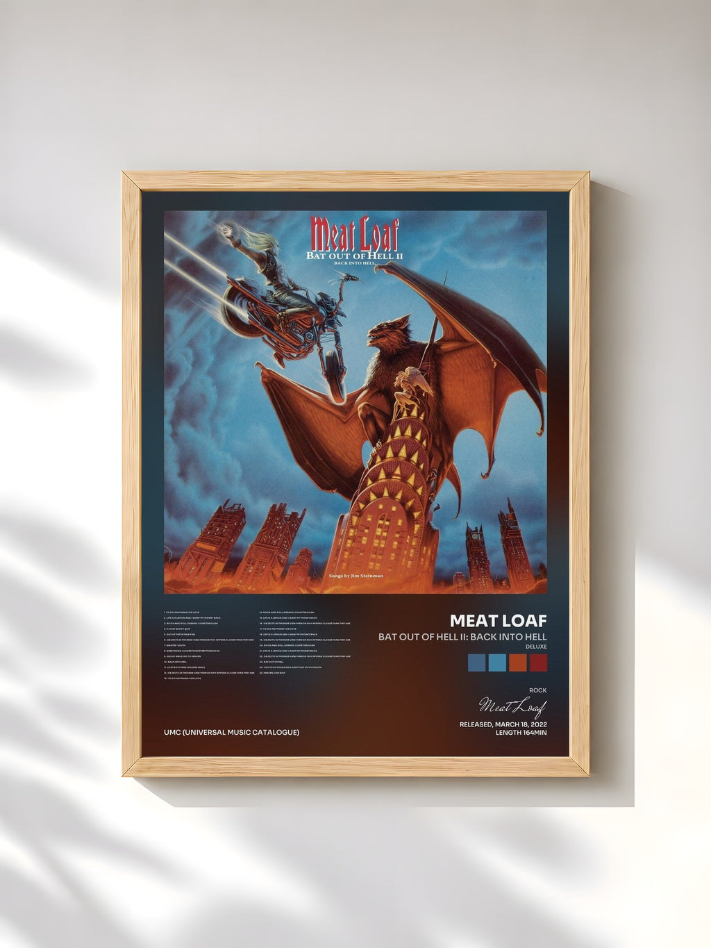 #bois Tableau de l'album Bat Out Of Hell II: Back Into Hell (Deluxe) de Meat Loaf, cadre en bois brut, imprimé et encadré en France