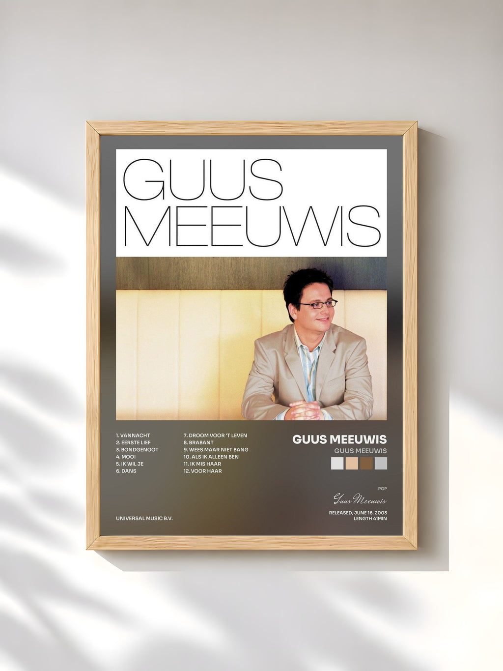 #bois Tableau de l'album Guus Meeuwis de Guus Meeuwis, cadre en bois brut, imprimé et encadré en France