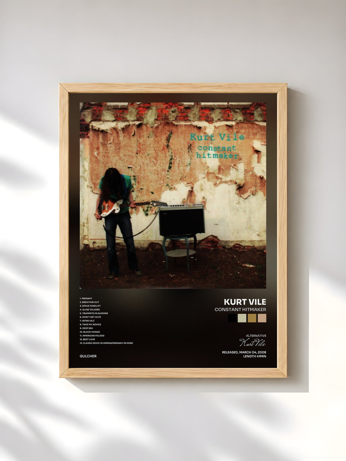 #bois Tableau de l'album Constant Hitmaker de Kurt Vile, cadre en bois brut, imprimé et encadré en France