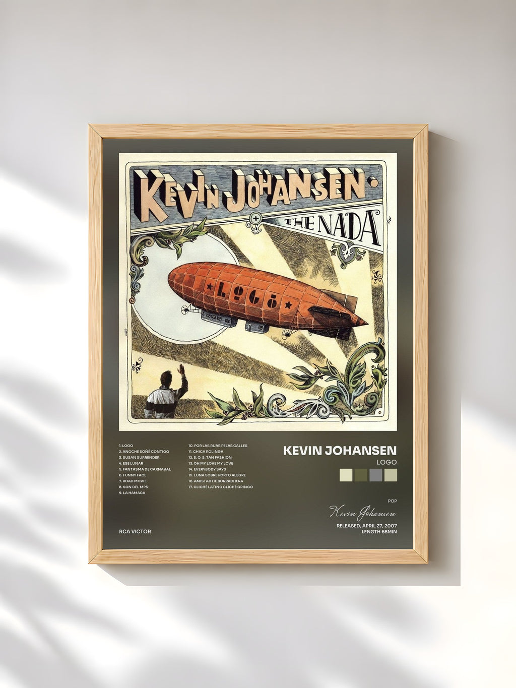 #bois Tableau de l'album Logo de Kevin Johansen, cadre en bois brut, imprimé et encadré en France