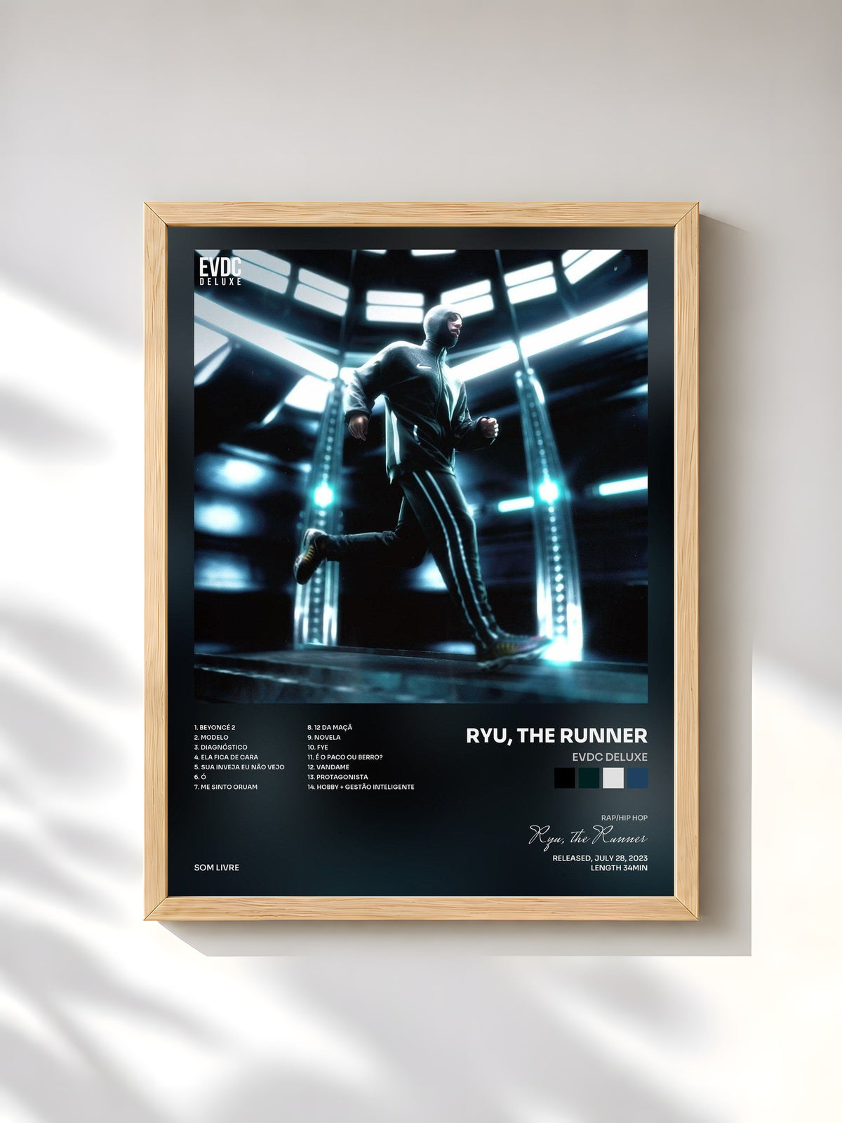 #bois Tableau de l'album EVDC DELUXE de Ryu, the Runner, cadre en bois brut, imprimé et encadré en France