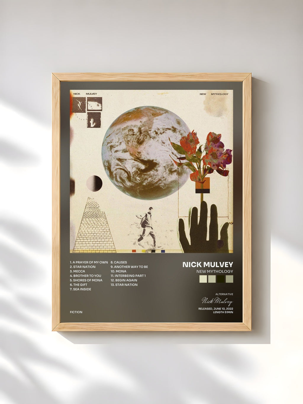 #bois Tableau de l'album New Mythology de Nick Mulvey, cadre en bois brut, imprimé et encadré en France