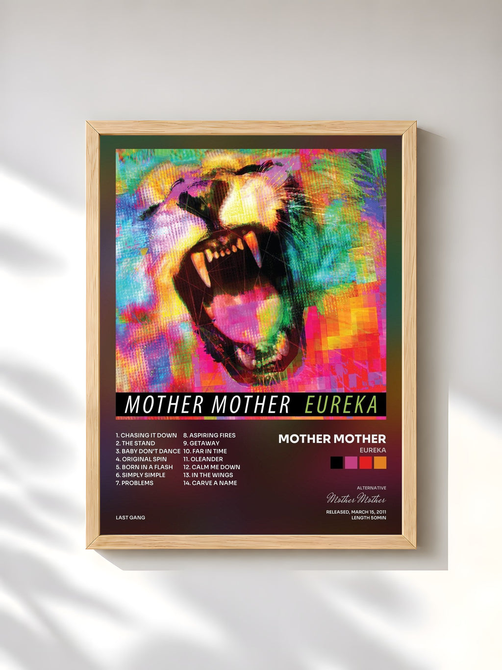 #bois Tableau de l'album Eureka de Mother Mother, cadre en bois brut, imprimé et encadré en France