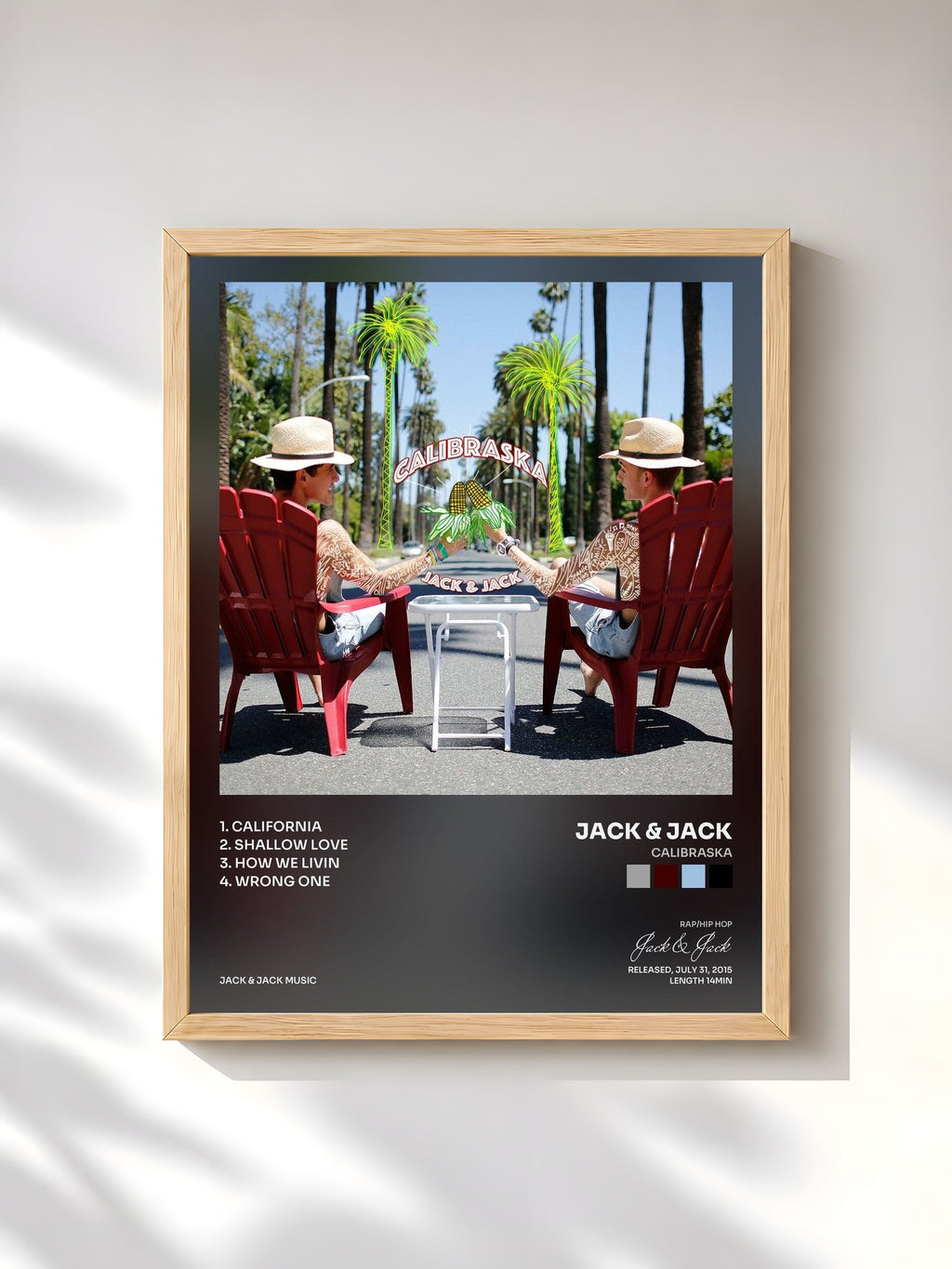 #bois Tableau de l'album Calibraska de Jack & Jack, cadre en bois brut, imprimé et encadré en France