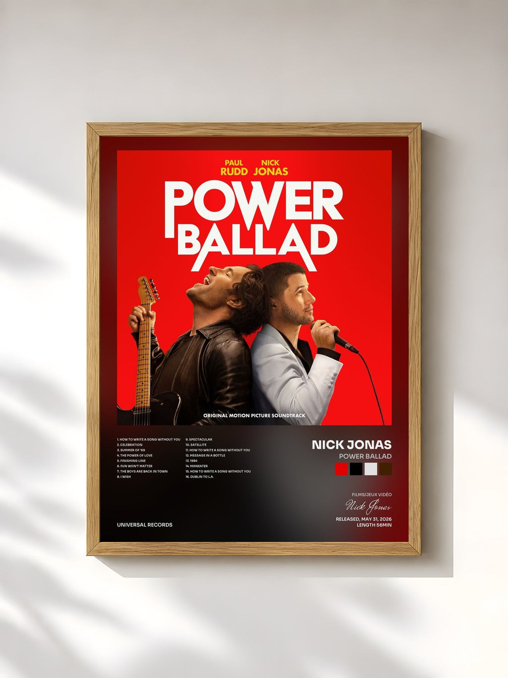 #bois Tableau de l'album Power Ballad de Nick Jonas, cadre en bois brut, imprimé et encadré en France