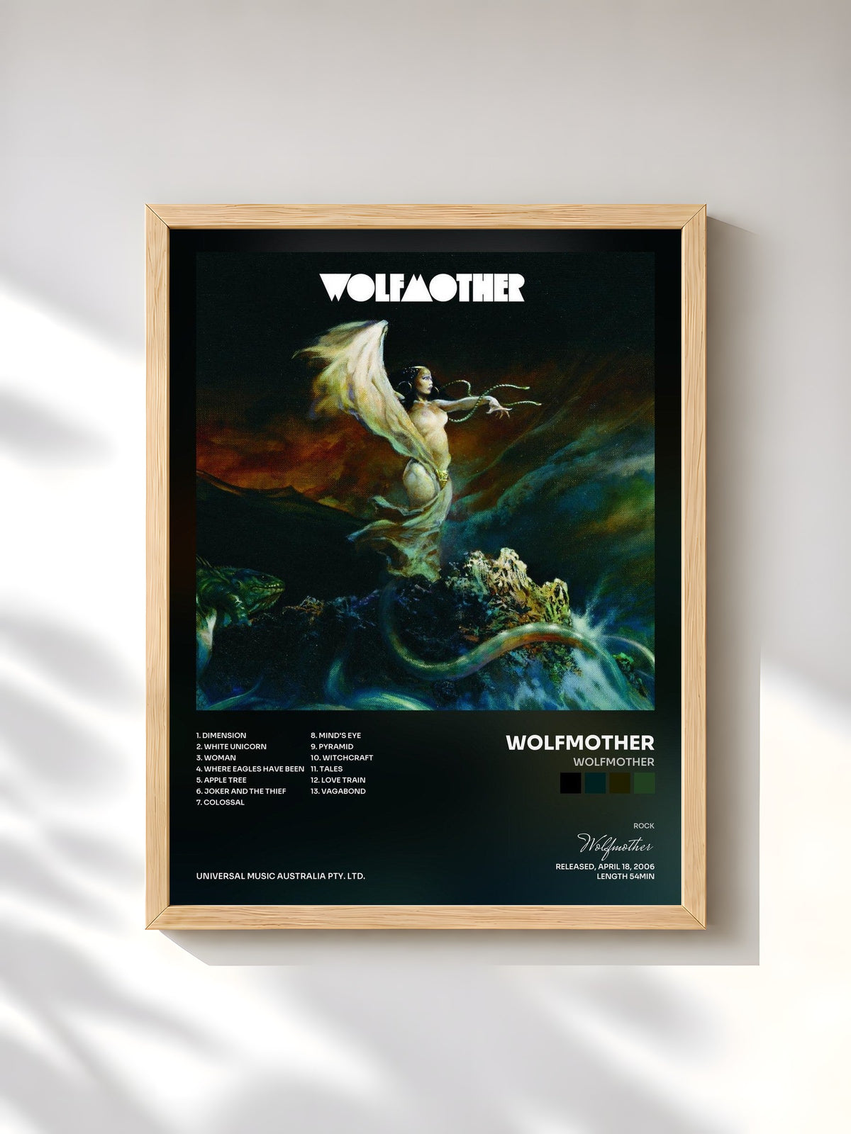 #bois Tableau de l'album Wolfmother de Wolfmother, cadre en bois brut, imprimé et encadré en France