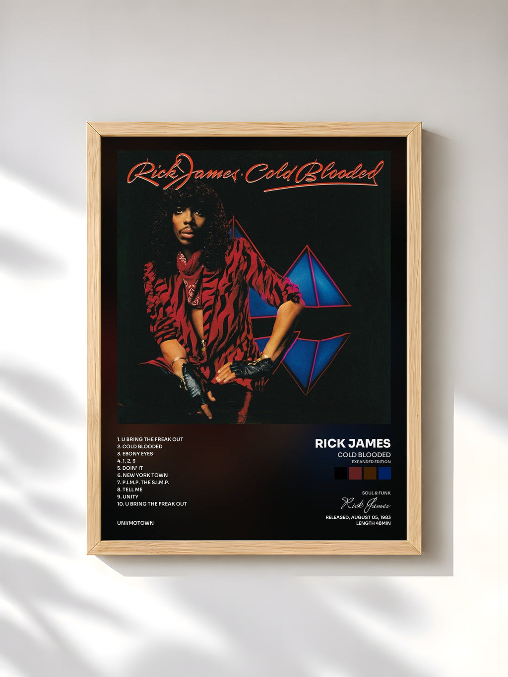 #bois Tableau de l'album Cold Blooded (Expanded Edition) de Rick James, cadre en bois brut, imprimé et encadré en France