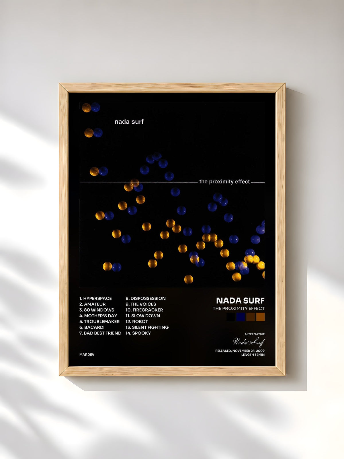 #bois Tableau de l'album The Proximity Effect de Nada Surf, cadre en bois brut, imprimé et encadré en France