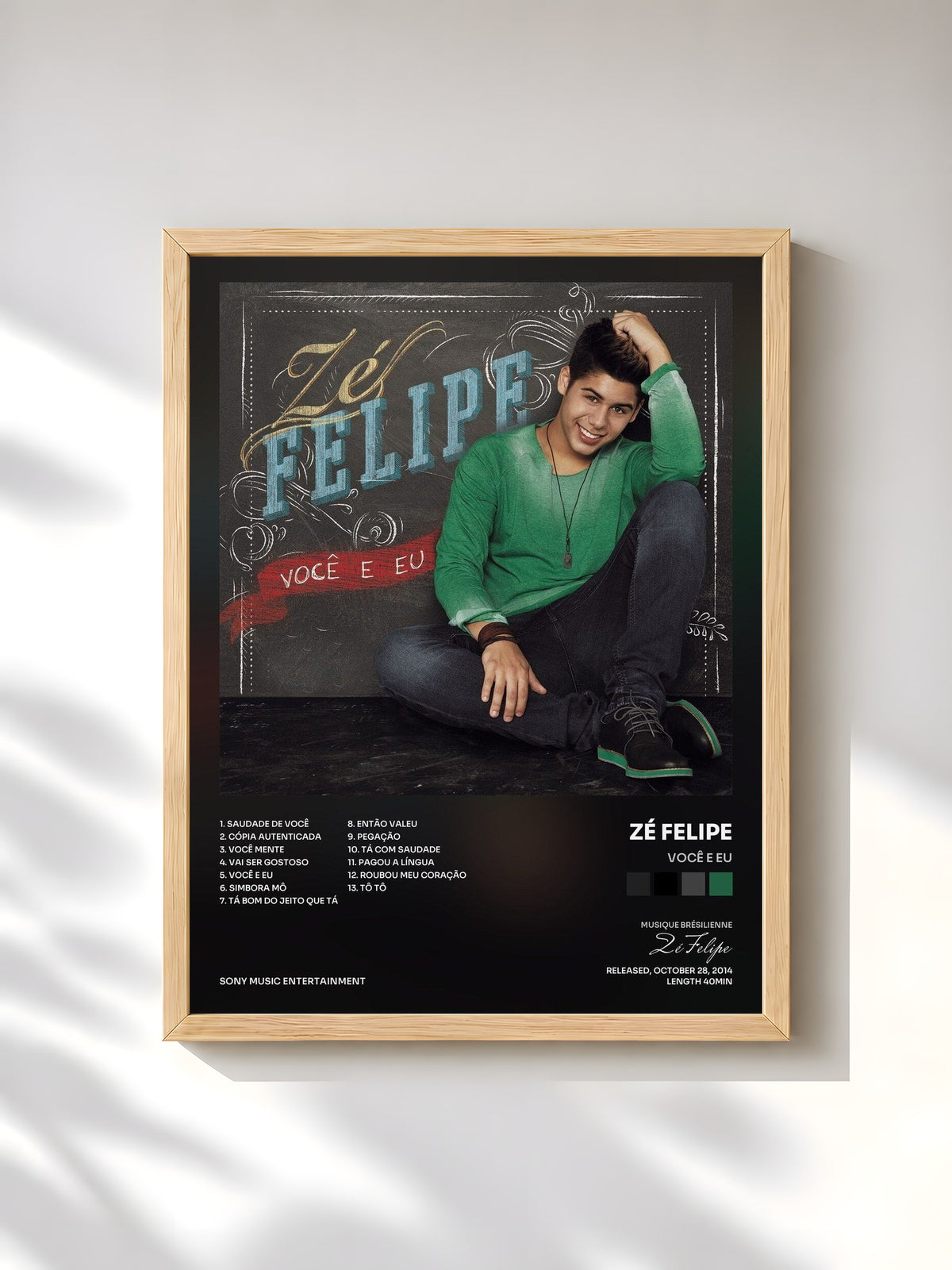 #bois Tableau de l'album Você e Eu de Zé Felipe, cadre en bois brut, imprimé et encadré en France