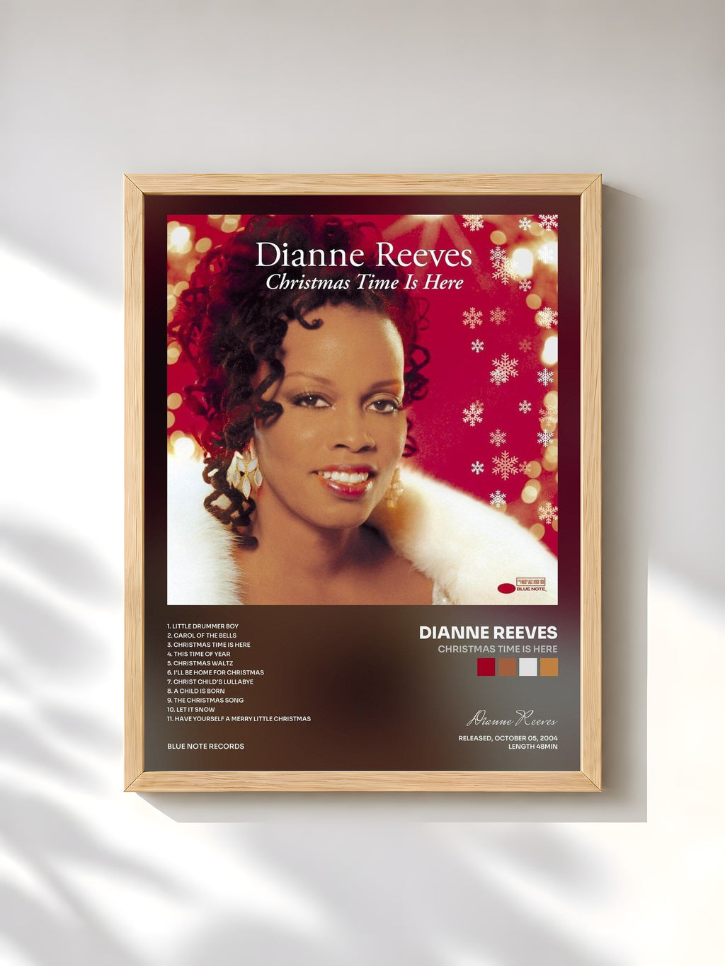 #bois Tableau de l'album Christmas Time Is Here de Dianne Reeves, cadre en bois brut, imprimé et encadré en France