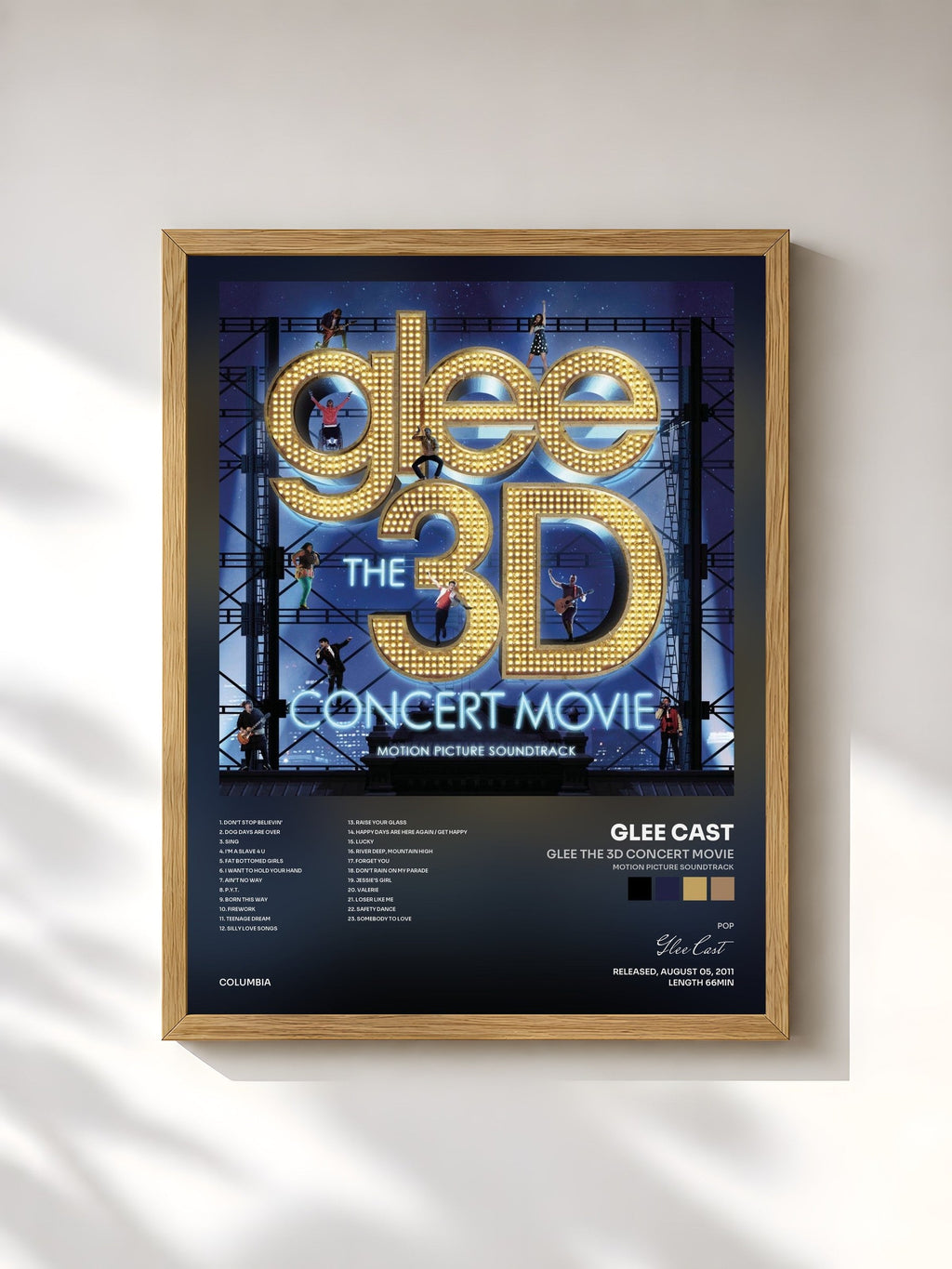 #bois Tableau de l'album Glee The 3D Concert Movie (Motion Picture Soundtrack) de Glee Cast, cadre en bois brut, imprimé et encadré en France