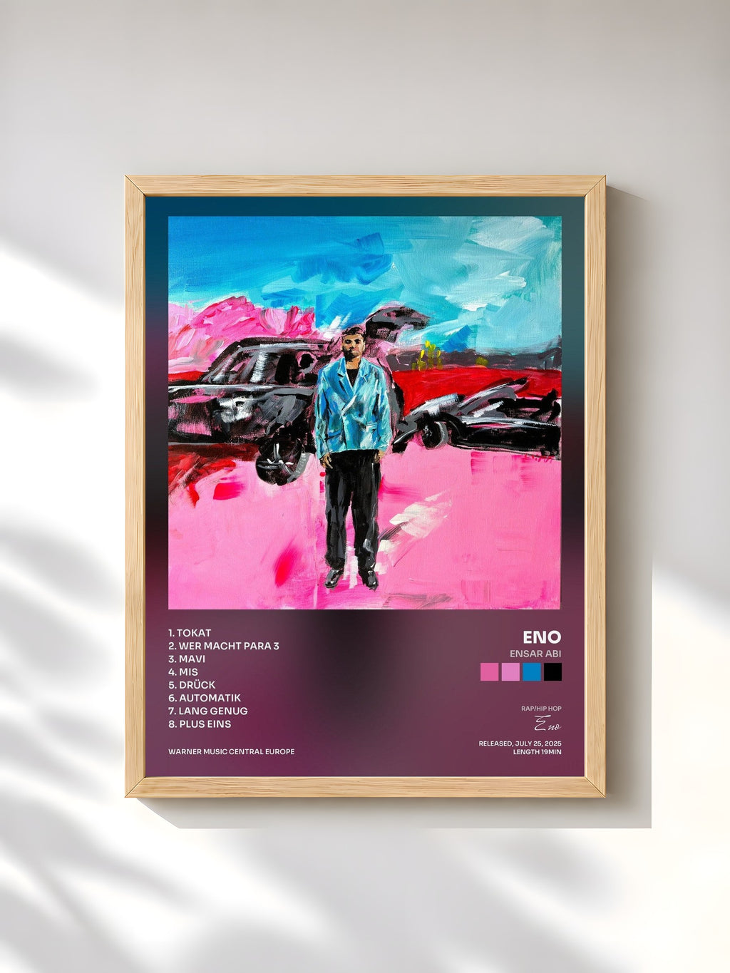 #bois Tableau de l'album ENSAR ABI de Eno, cadre en bois brut, imprimé et encadré en France