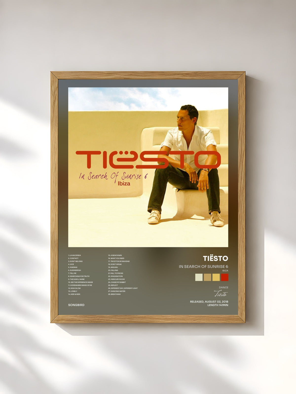#bois Tableau de l'album In Search of Sunrise 6 (Ibiza) mixed by Tiësto de Tiësto, cadre en bois brut, imprimé et encadré en France