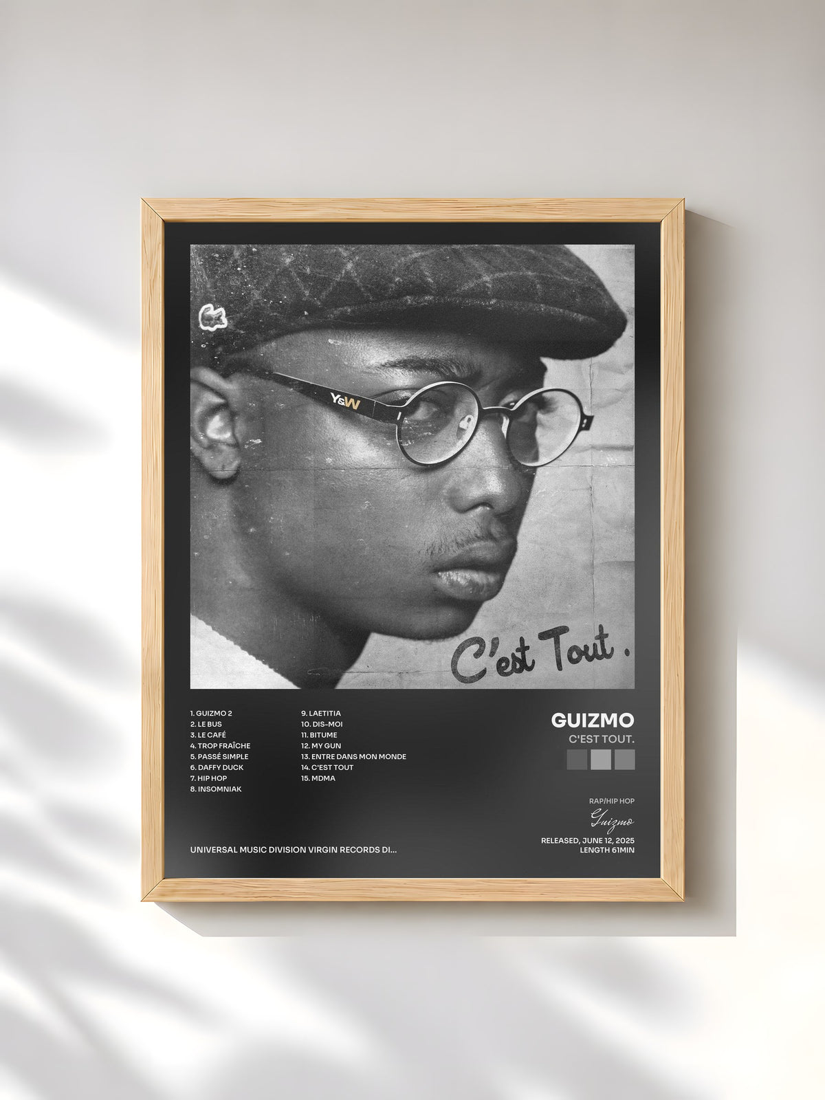 #bois Tableau de l'album C'est tout. de Guizmo, cadre en bois brut, imprimé et encadré en France