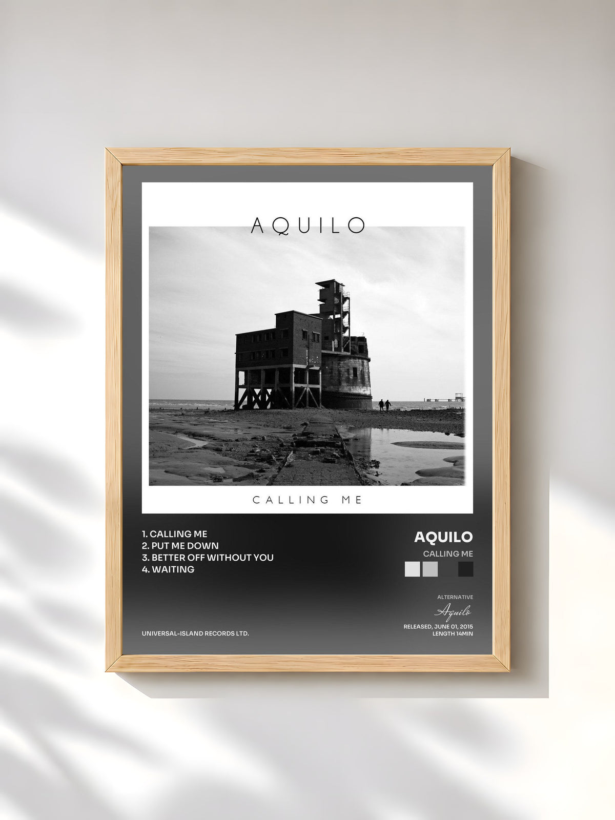 #bois Tableau de l'album Calling Me de Aquilo, cadre en bois brut, imprimé et encadré en France