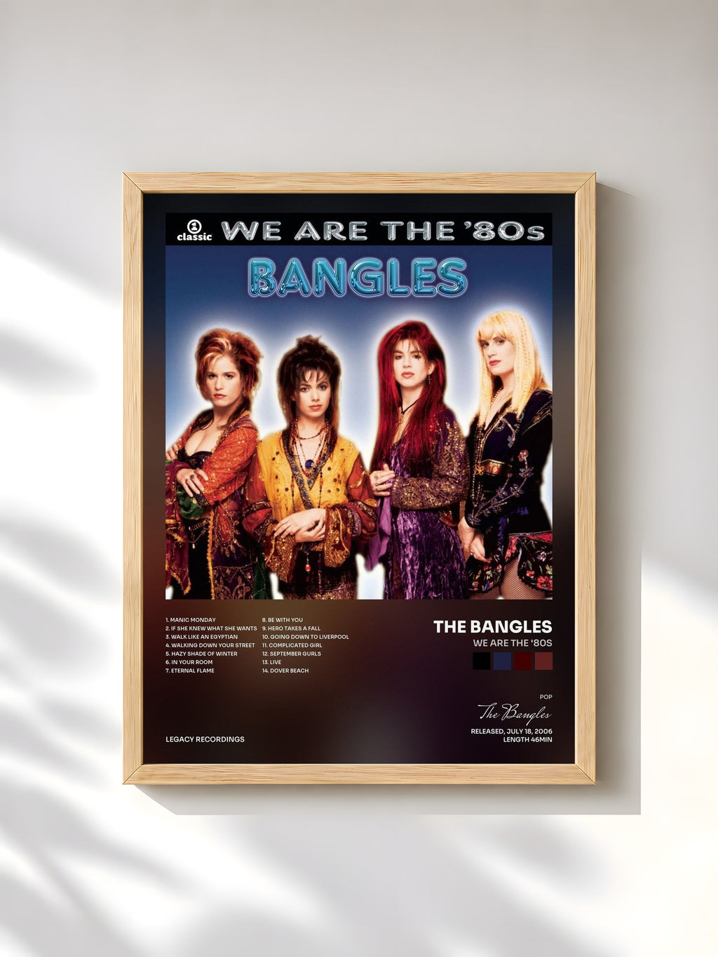 #bois Tableau de l'album We Are The '80s de The Bangles, cadre en bois brut, imprimé et encadré en France