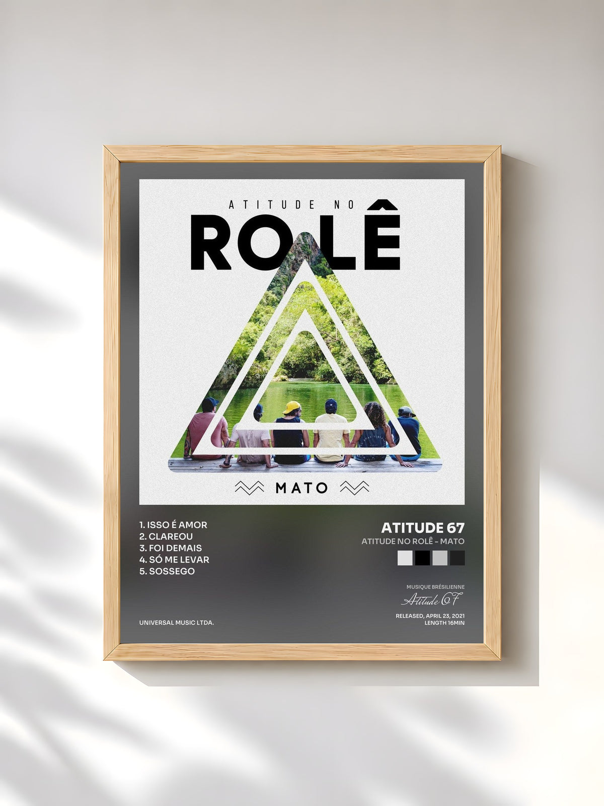 #bois Tableau de l'album Atitude No Rolê - Mato de Atitude 67, cadre en bois brut, imprimé et encadré en France