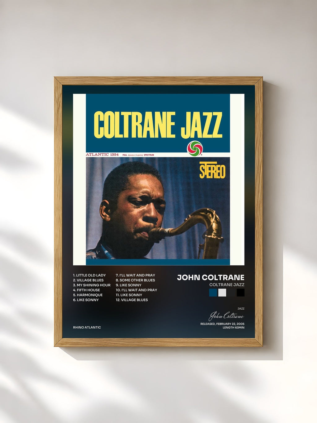 #bois Tableau de l'album Coltrane Jazz de John Coltrane, cadre en bois brut, imprimé et encadré en France