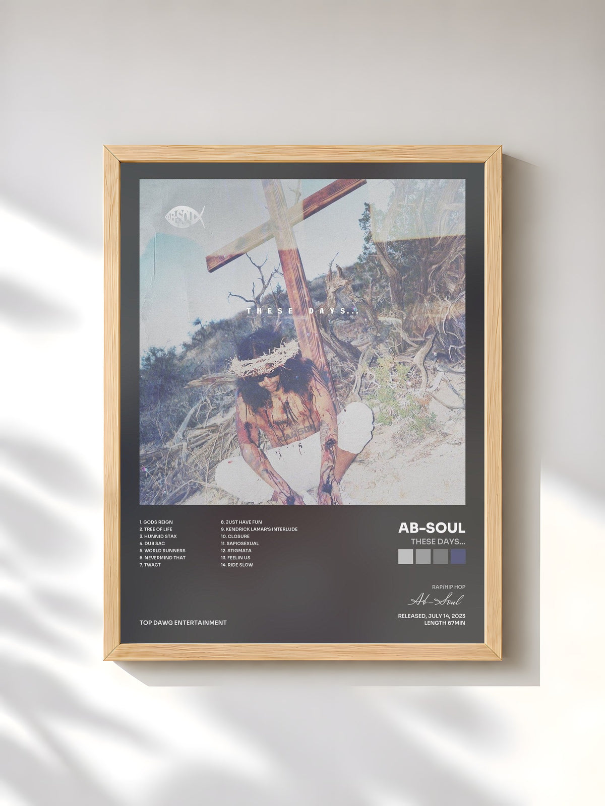 #bois Tableau de l'album These Days... de Ab-Soul, cadre en bois brut, imprimé et encadré en France