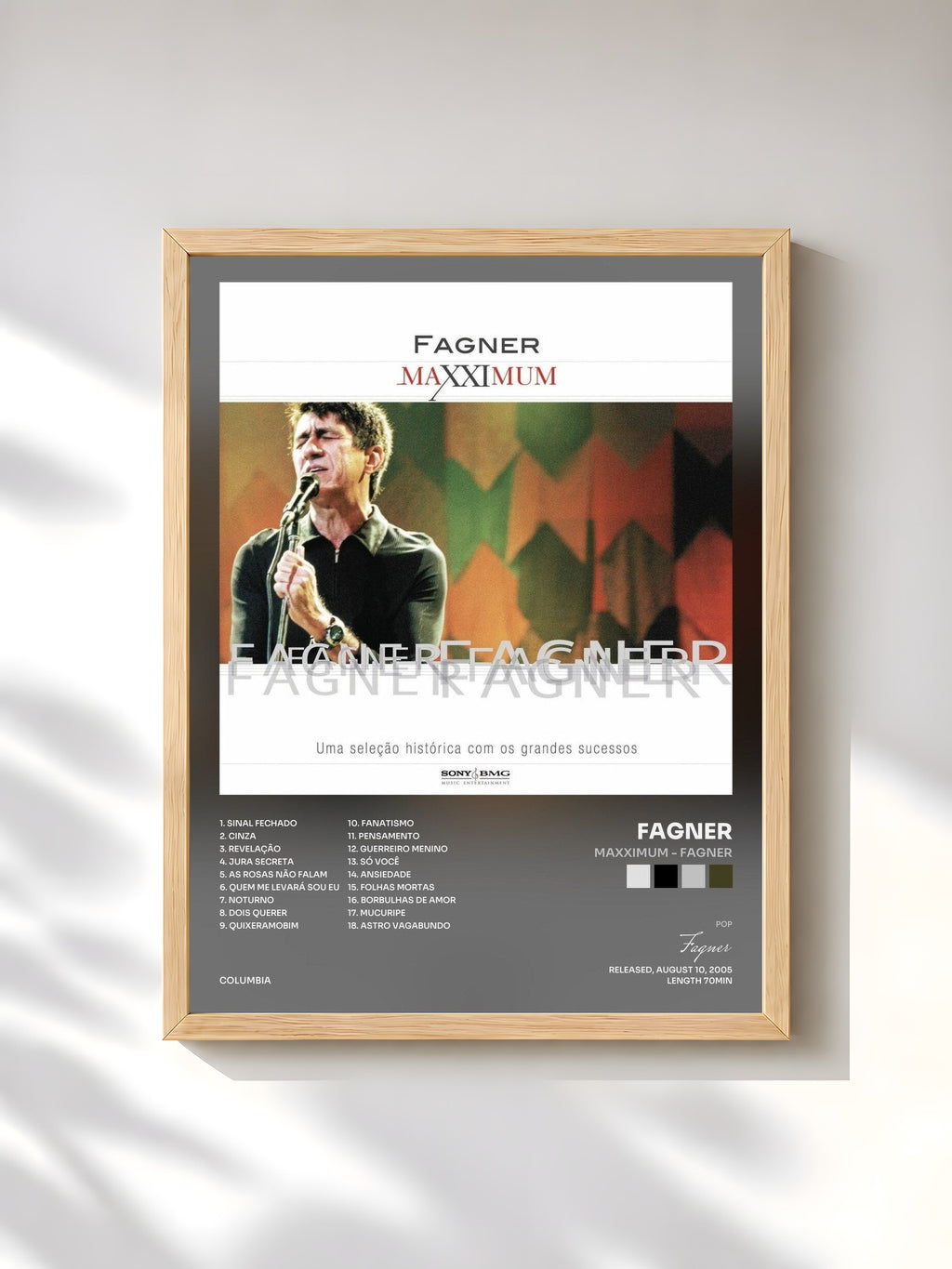 #bois Tableau de l'album Maxximum - Fagner de Fagner, cadre en bois brut, imprimé et encadré en France