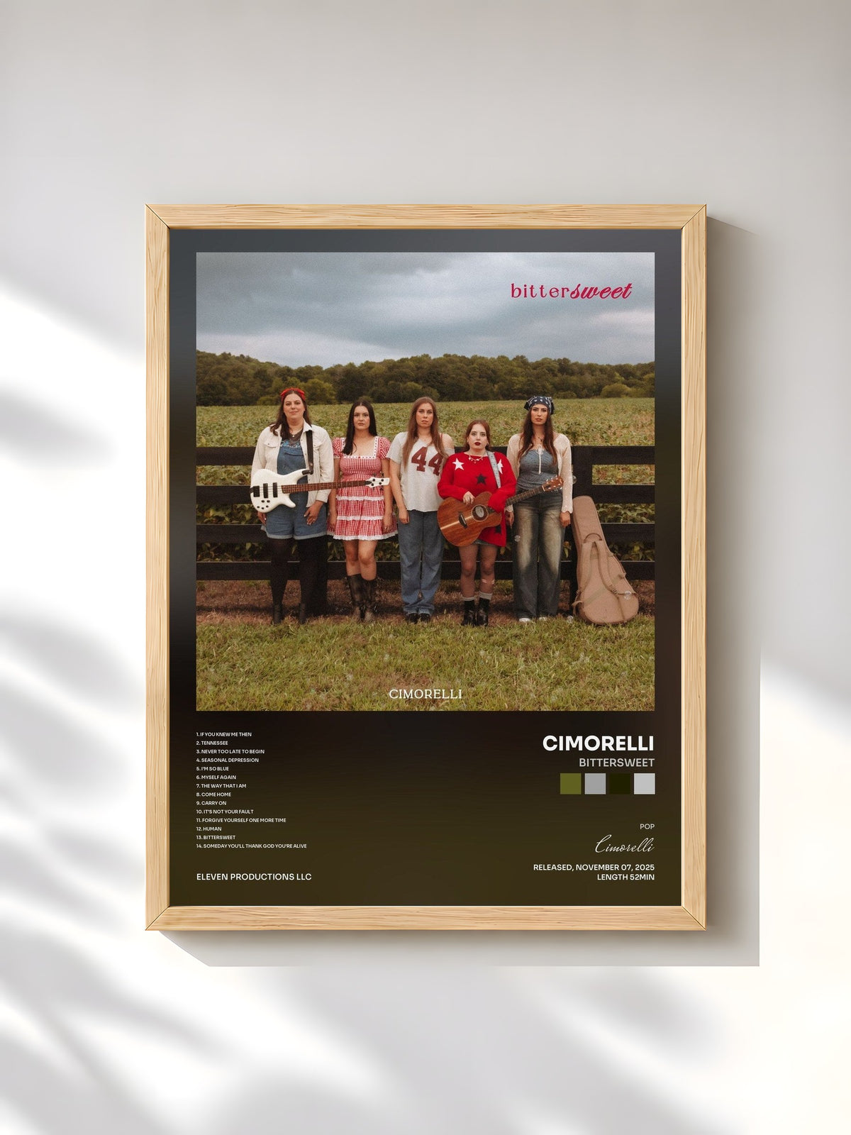 #bois Tableau de l'album Bittersweet de Cimorelli, cadre en bois brut, imprimé et encadré en France