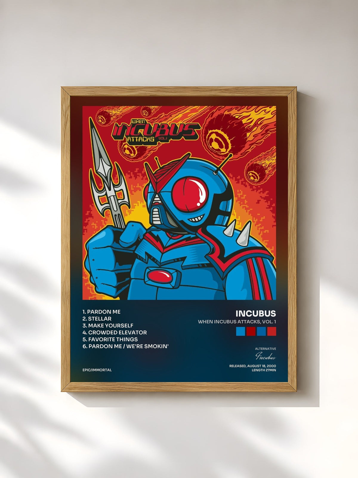 #bois Tableau de l'album When Incubus Attacks, Vol. 1 de Incubus, cadre en bois brut, imprimé et encadré en France