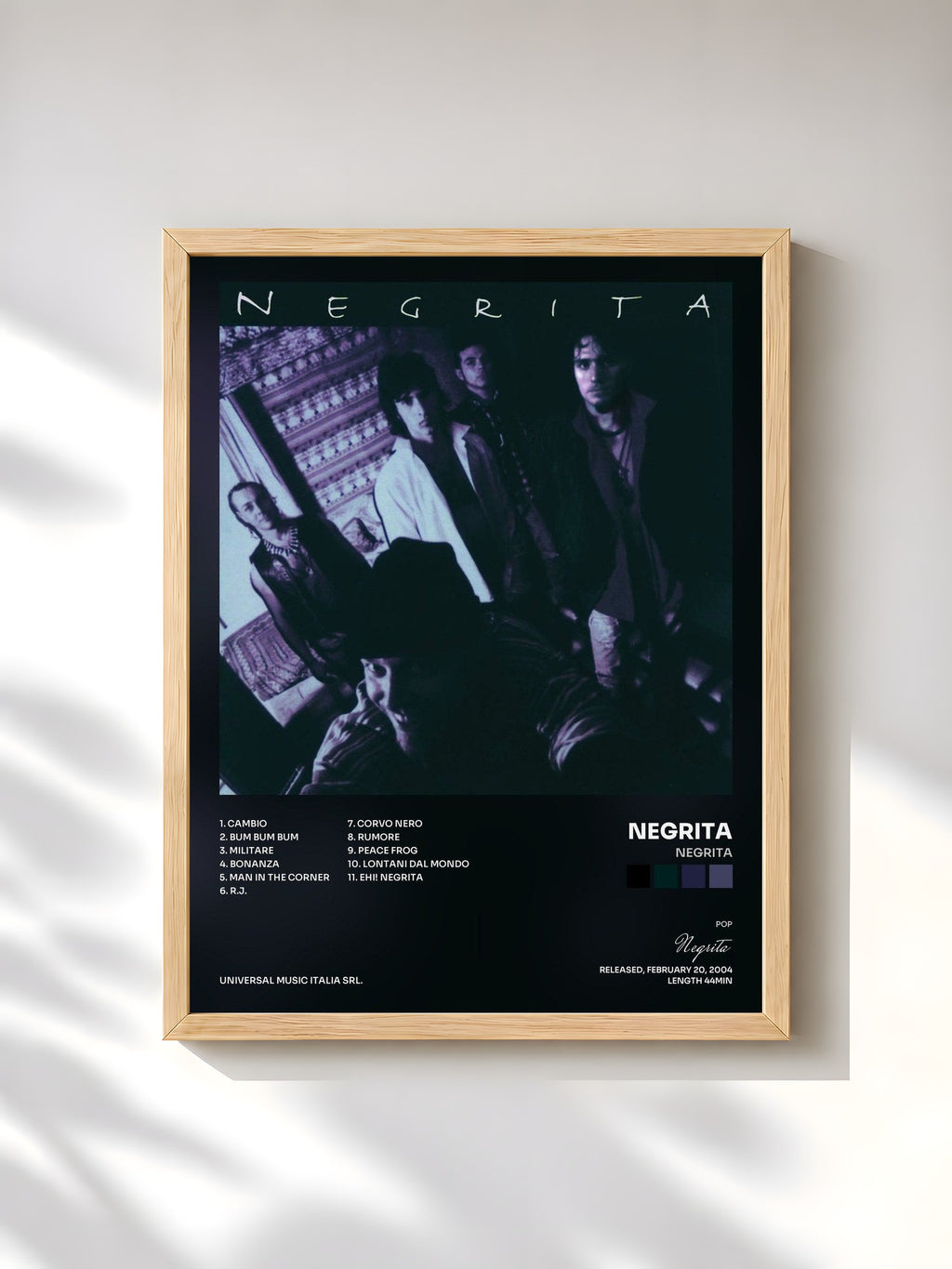 #bois Tableau de l'album Negrita de Negrita, cadre en bois brut, imprimé et encadré en France