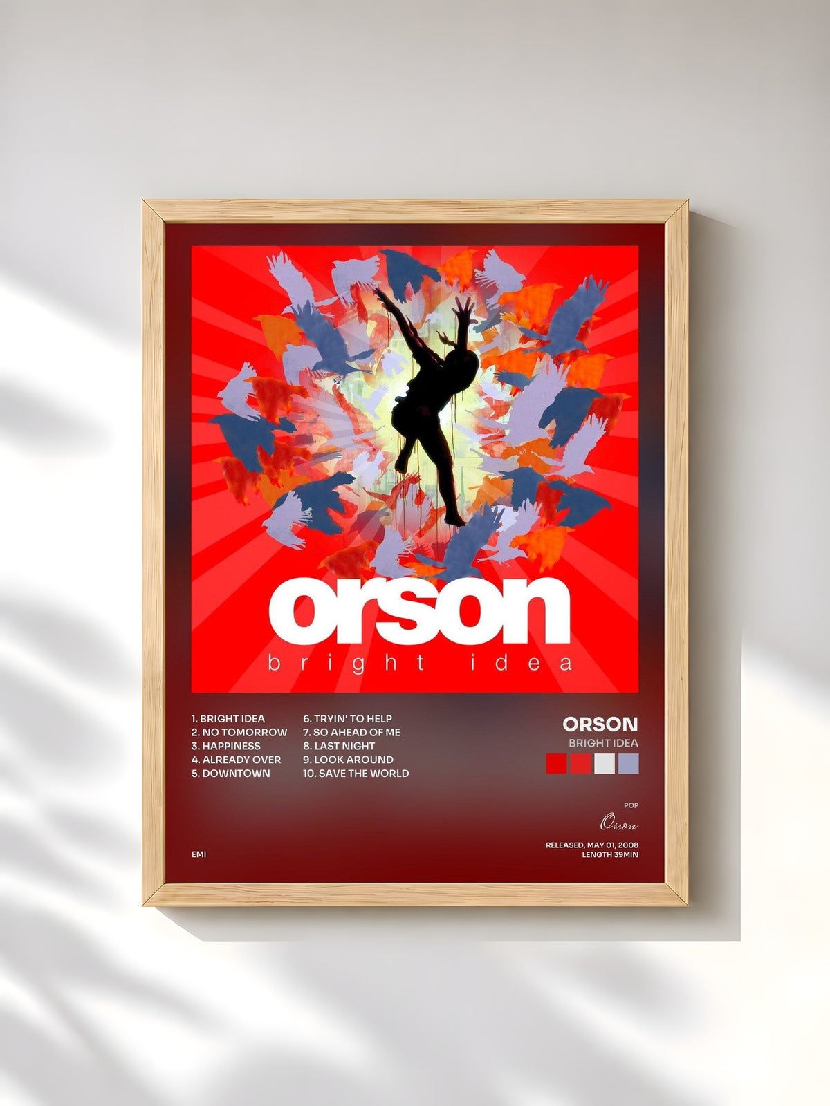 #bois Tableau de l'album Bright Idea de Orson, cadre en bois brut, imprimé et encadré en France