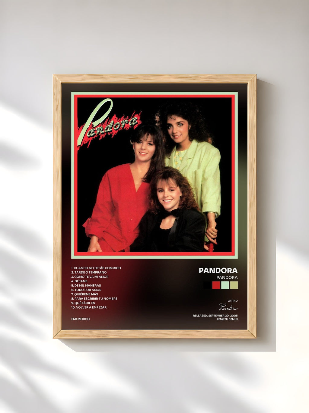 #bois Tableau de l'album Pandora de Pandora, cadre en bois brut, imprimé et encadré en France
