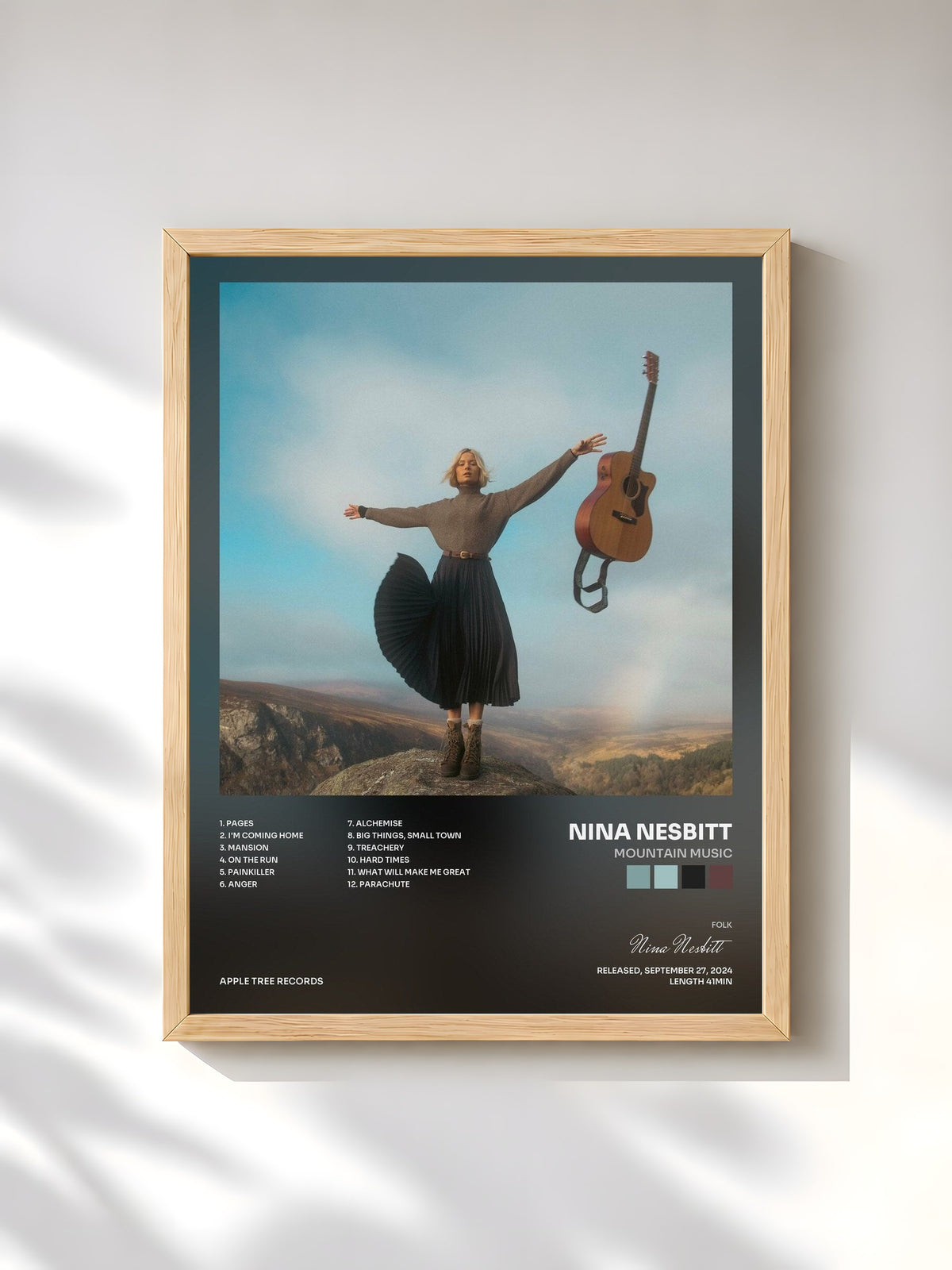 #bois Tableau de l'album Mountain Music de Nina Nesbitt, cadre en bois brut, imprimé et encadré en France