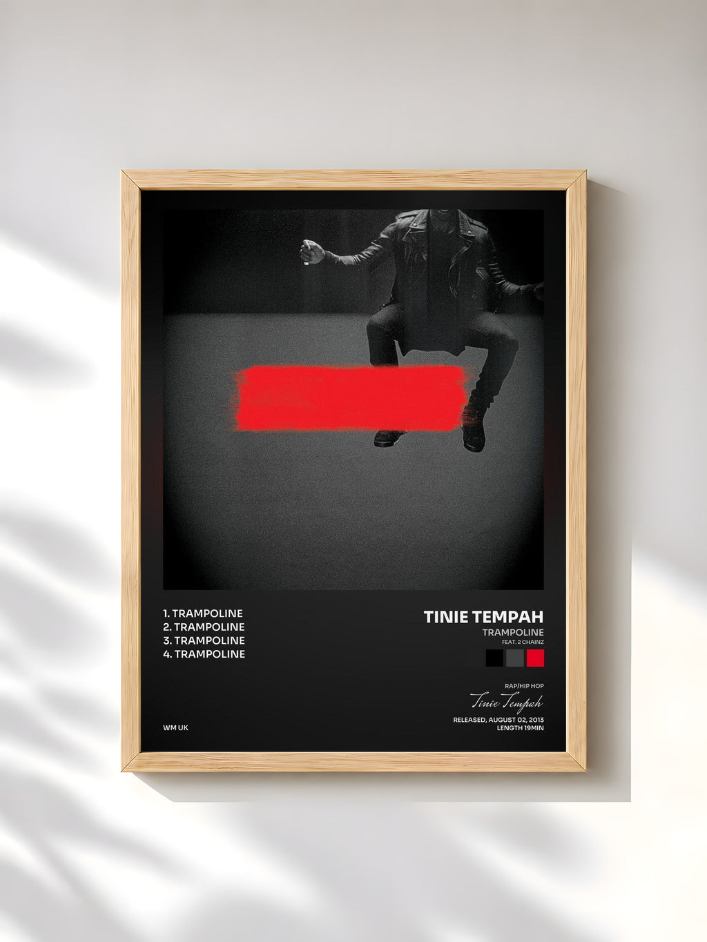 #bois Tableau de l'album Trampoline (feat. 2 Chainz) de Tinie Tempah, cadre en bois brut, imprimé et encadré en France