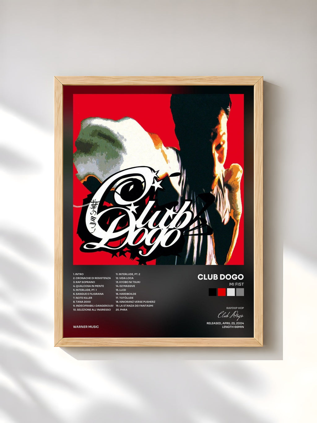#bois Tableau de l'album MI Fist de Club Dogo, cadre en bois brut, imprimé et encadré en France