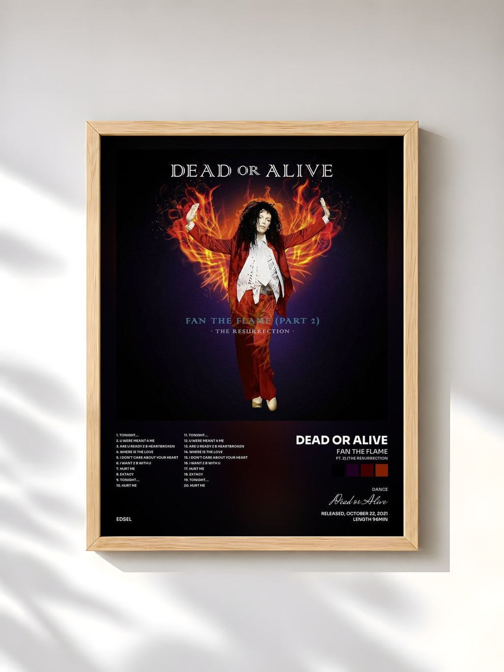 #bois Tableau de l'album Fan the Flame (Pt. 2) (The Resurrection) de Dead or Alive, cadre en bois brut, imprimé et encadré en France