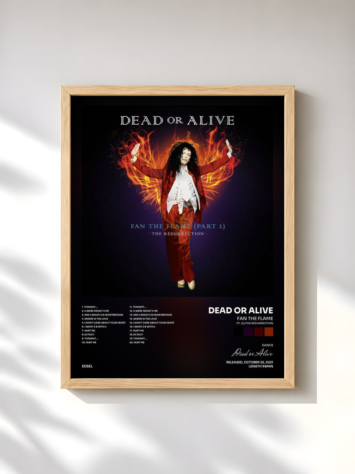#bois Tableau de l'album Fan the Flame (Pt. 2) (The Resurrection) de Dead or Alive, cadre en bois brut, imprimé et encadré en France