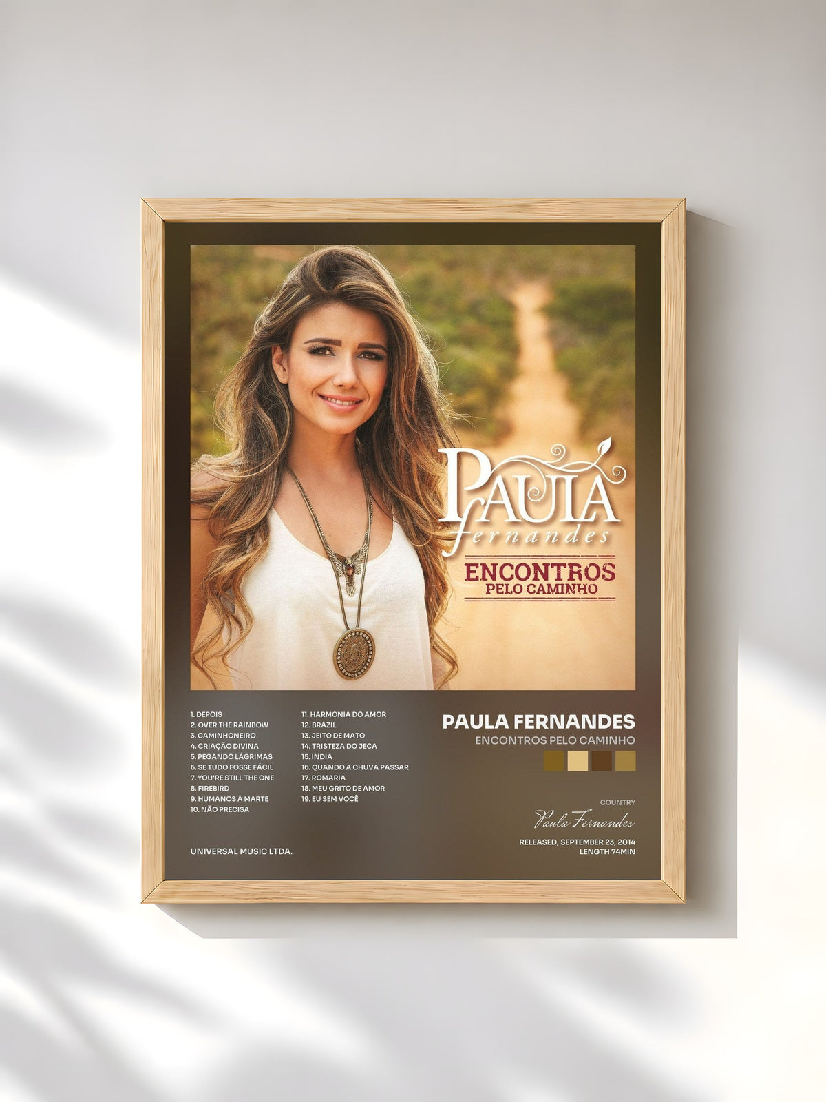 #bois Tableau de l'album Encontros Pelo Caminho de Paula Fernandes, cadre en bois brut, imprimé et encadré en France